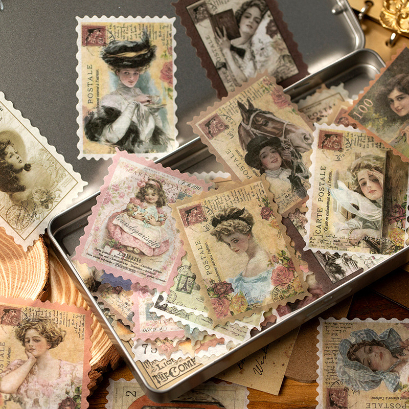 Vintage Collectible Stamps - 1pack/60pcs Vintage Stamp Sticker Pack Postmark