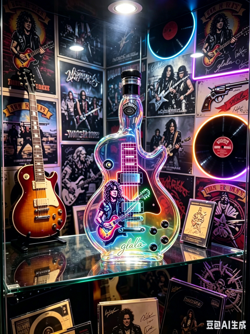Vintage Collectible Liquor Bottles - Guns N Roses Rock Band Guitar