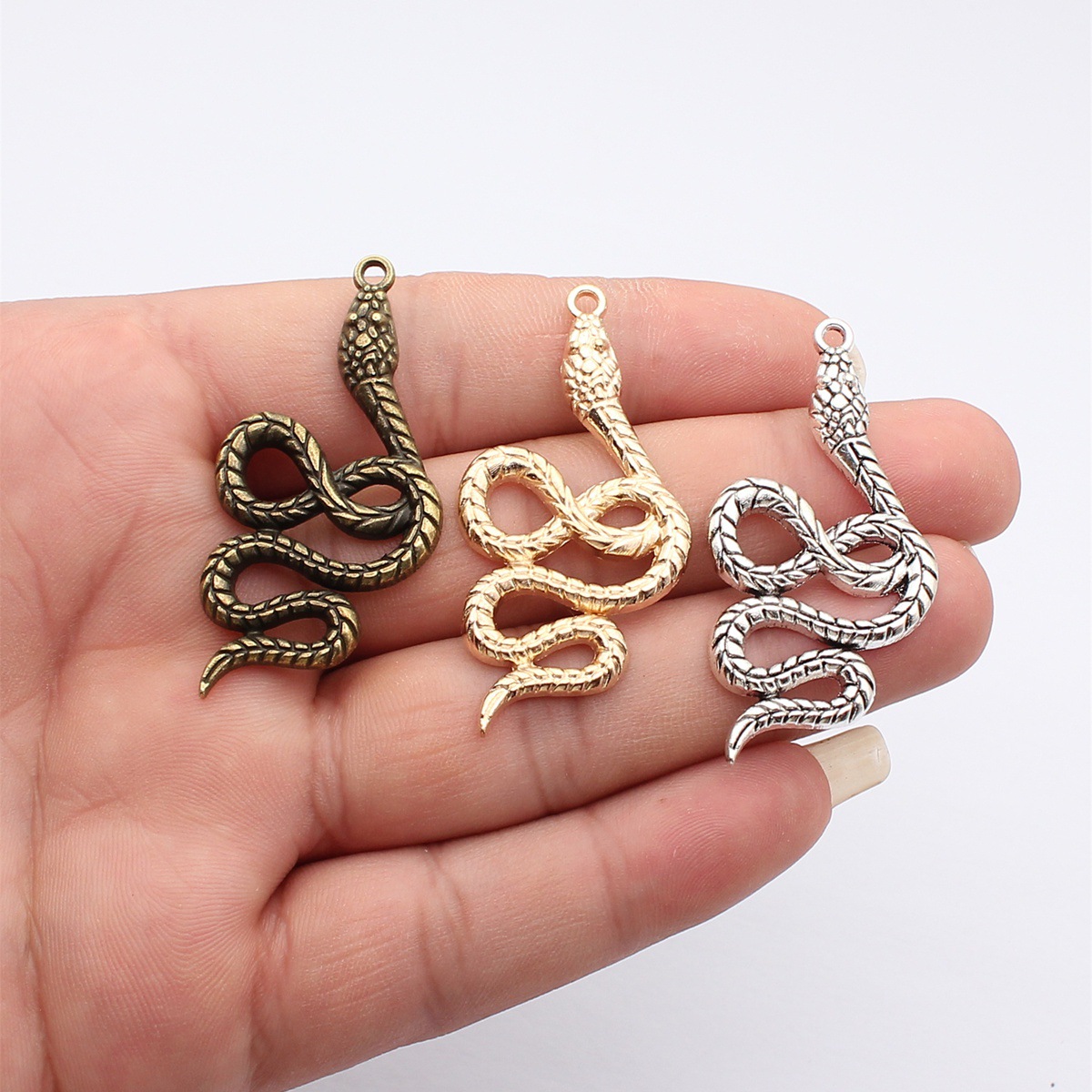 Vintage Collectible Jewelry - Snake Charm Serpent Pendant Collection Charms
