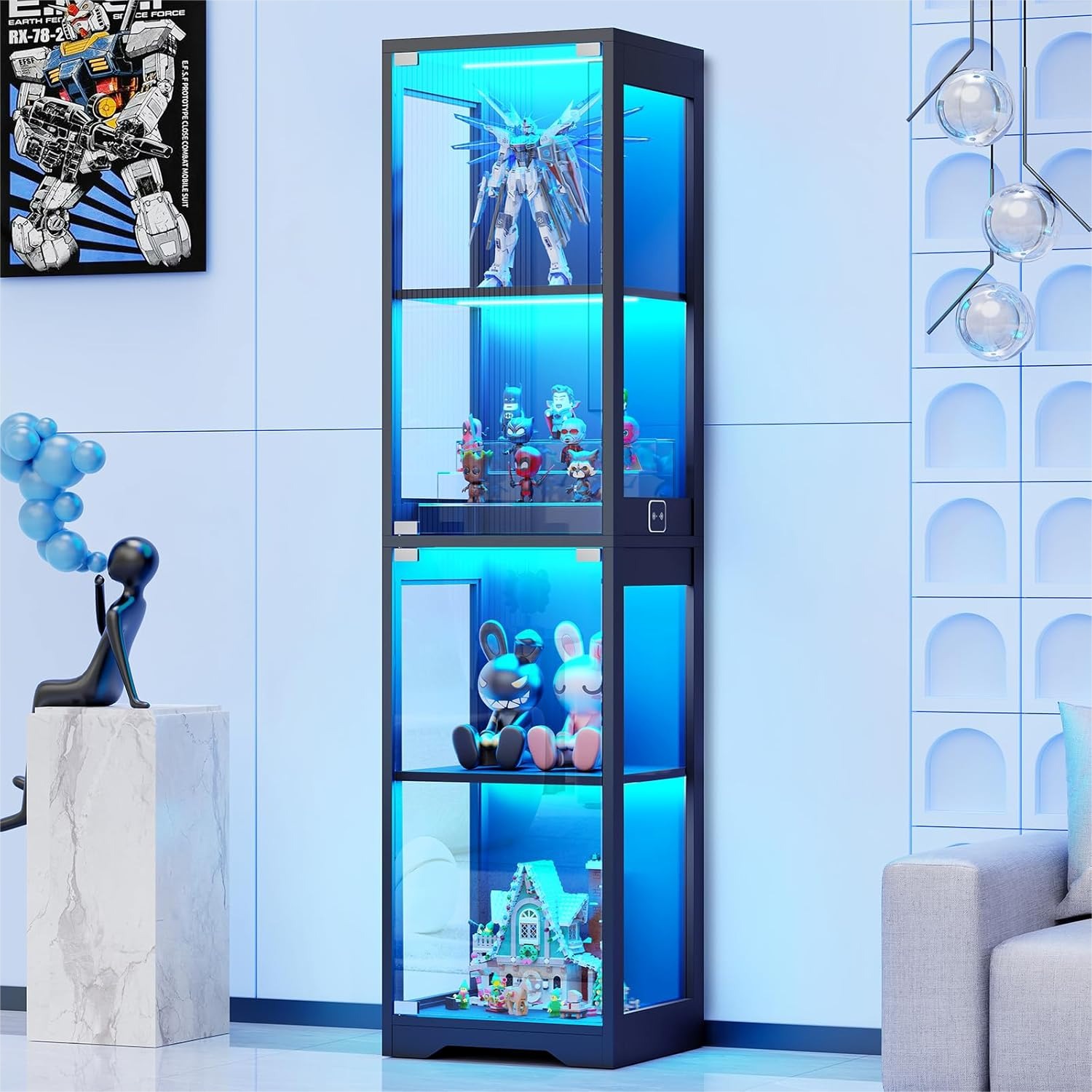 Glass Display Cabinet with 3 C - Collectible & Vintage Dolls For Halloween review and price