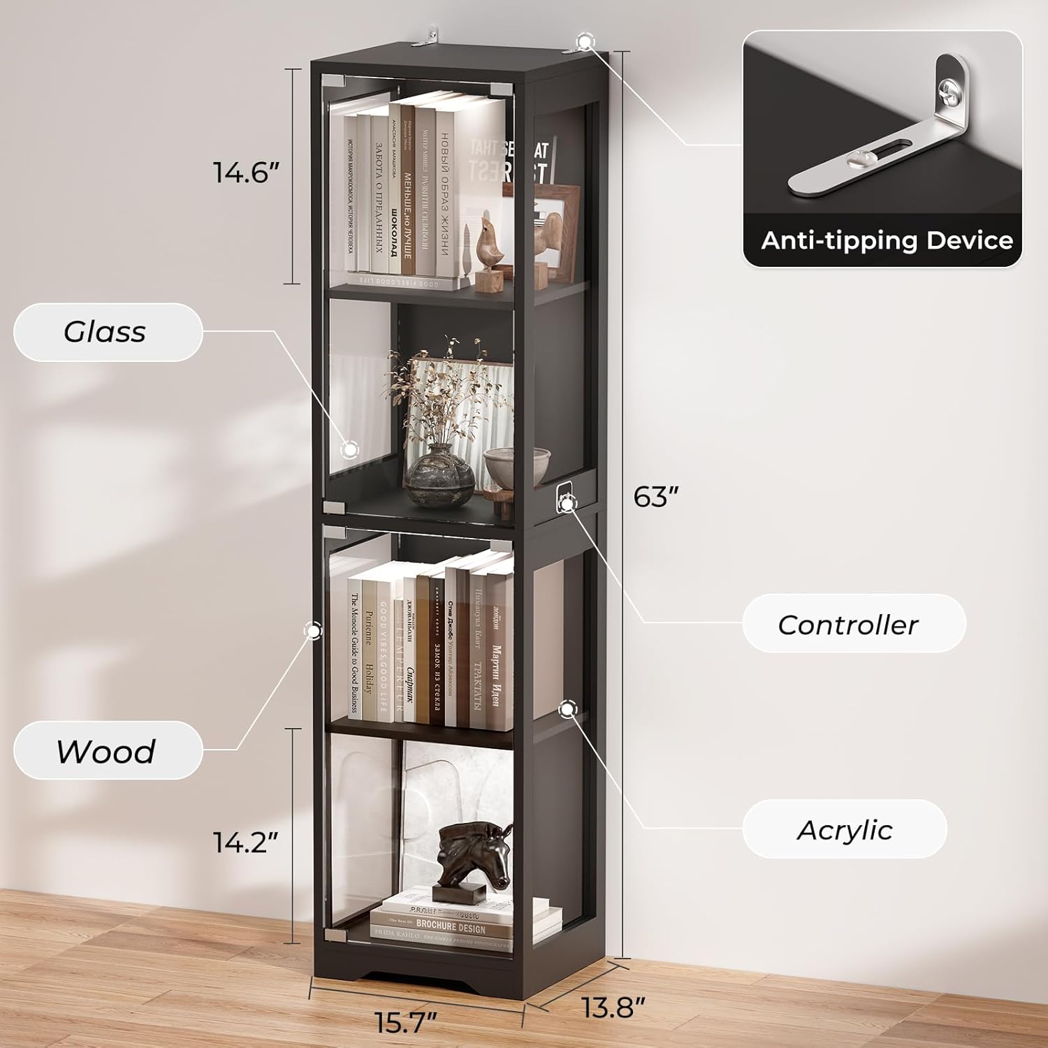 Glass Display Cabinet with 3 C - Collectible & Vintage Dolls For Halloween review and price