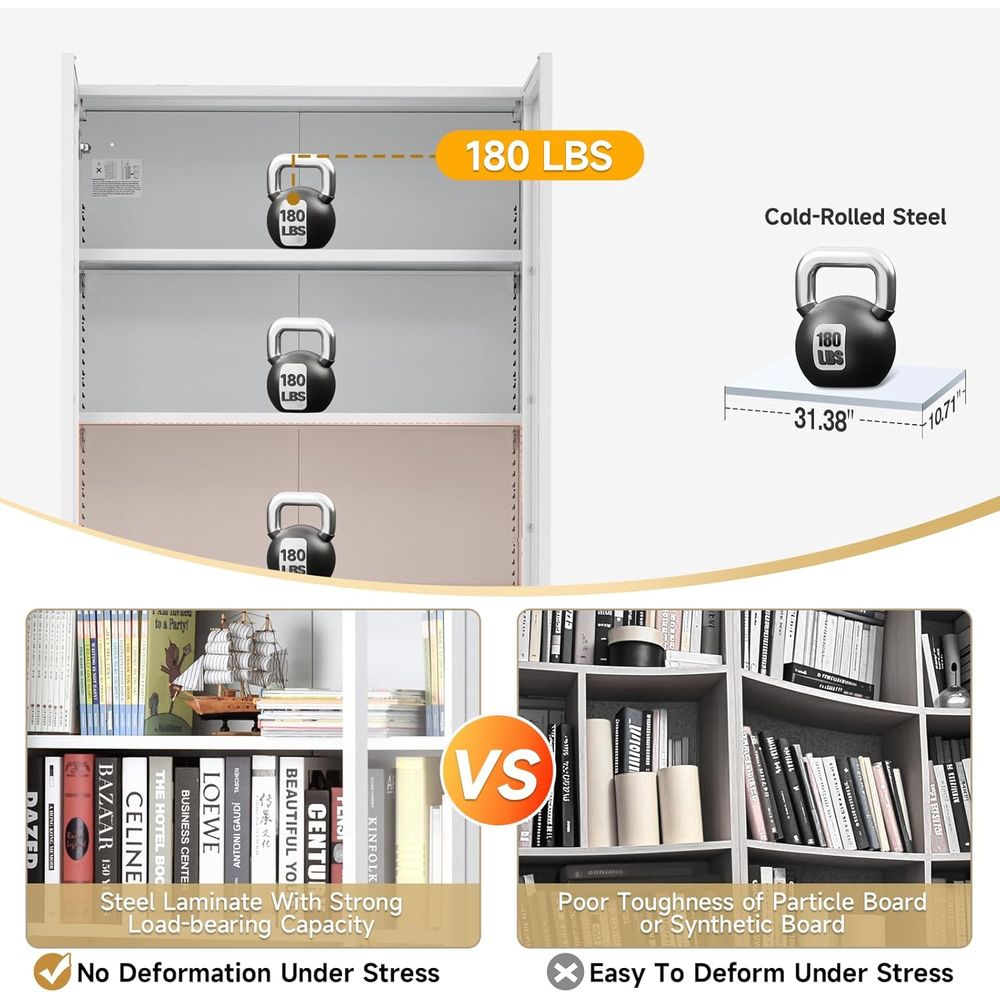 70.87 Tall Metal Bookshelf, 5- - Collectible & Vintage Dolls For Halloween review and price