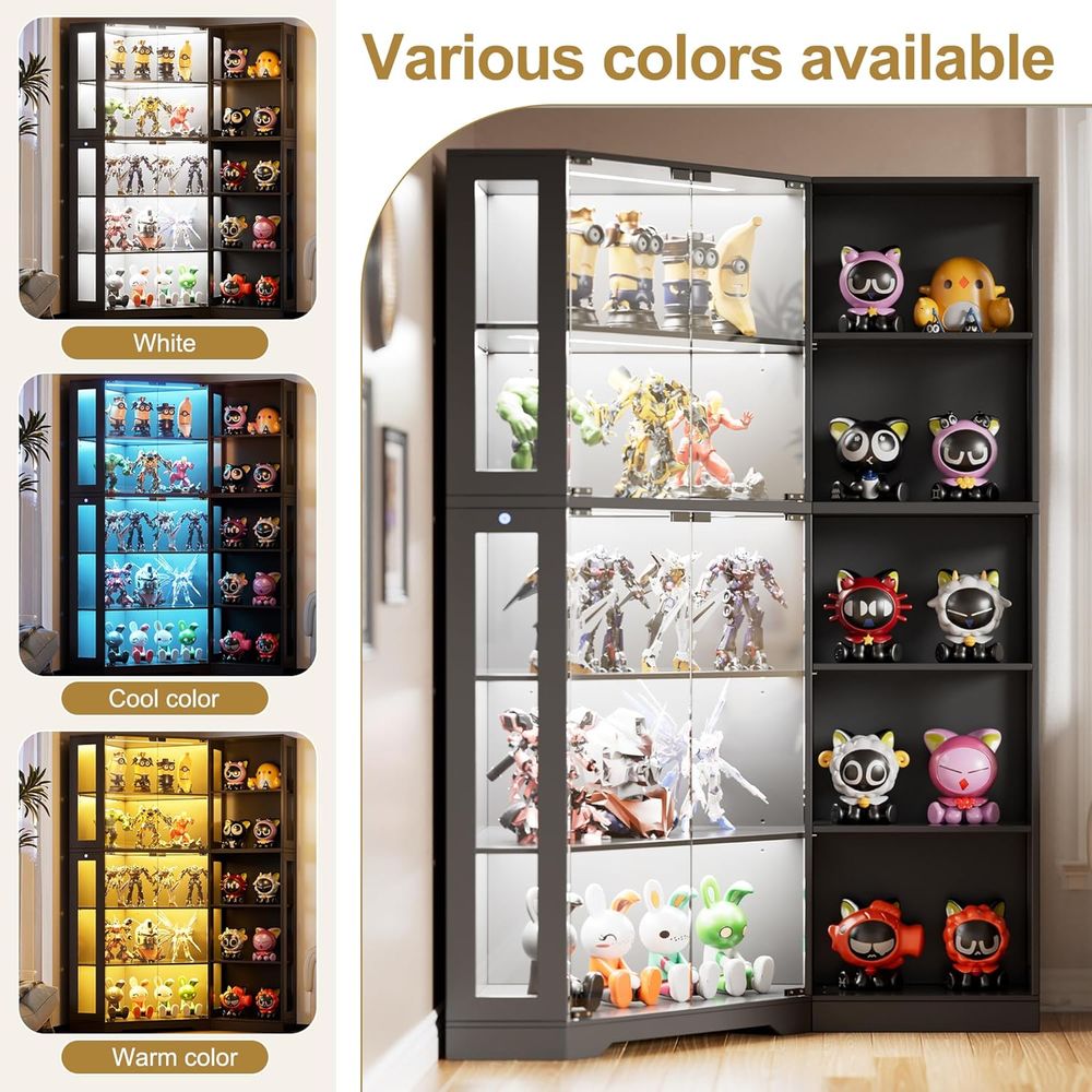 Black Glass Display Cabinet wi - Collectible & Vintage Dolls For Halloween review and price