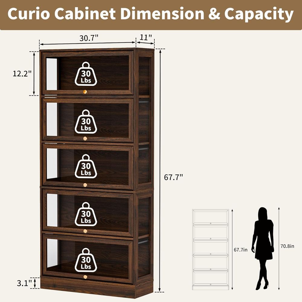 5-Tier Walnut Acrylic Glass Di - Collectible & Vintage Dolls For Halloween review and price