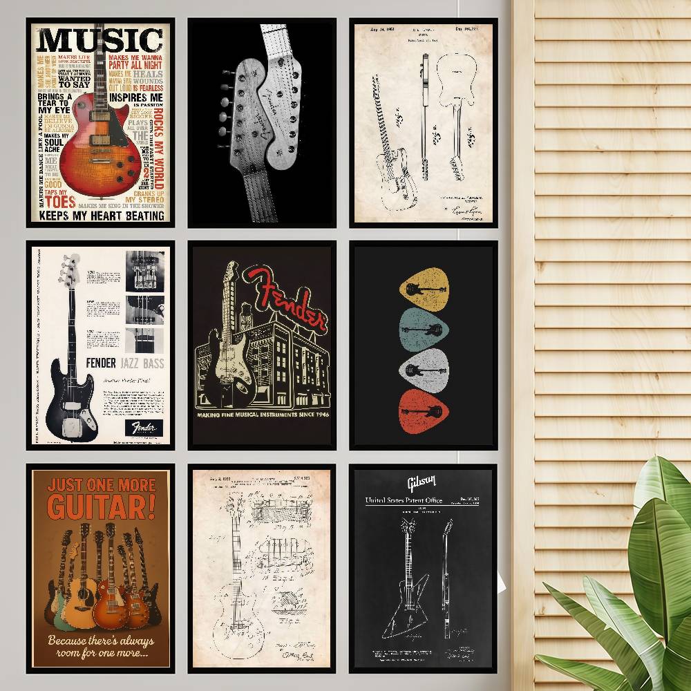 Guitar Collection Self-adhesiv - Vintage Collectible Posters review and price
