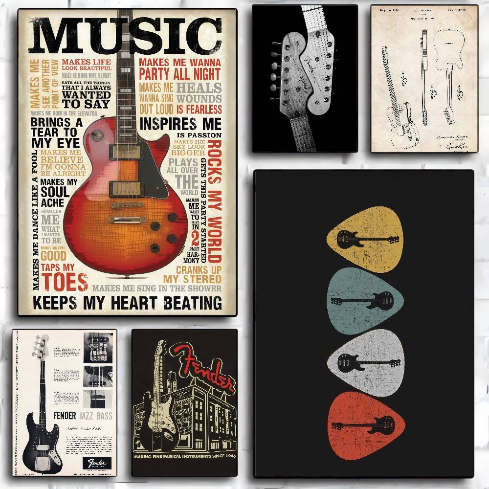 Guitar Collection Self-adhesiv - Vintage Collectible Posters review and price