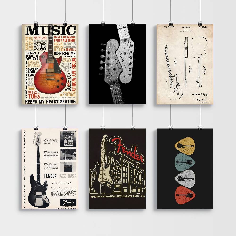 Guitar Collection Self-adhesiv - Vintage Collectible Posters review and price