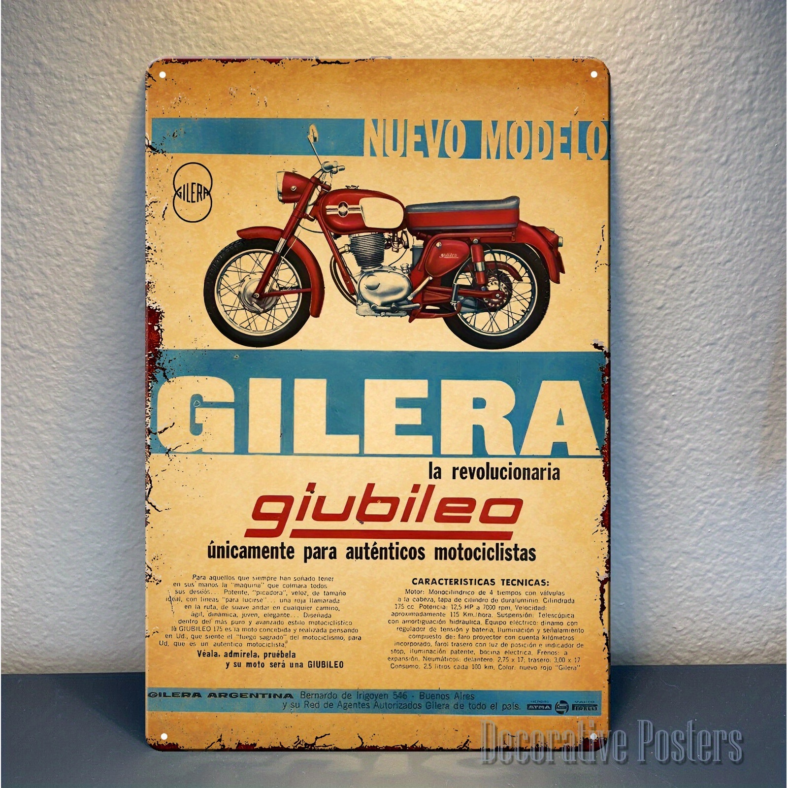Vintage Gilera Motorcycle Meta - Vintage Collectible Posters review and price