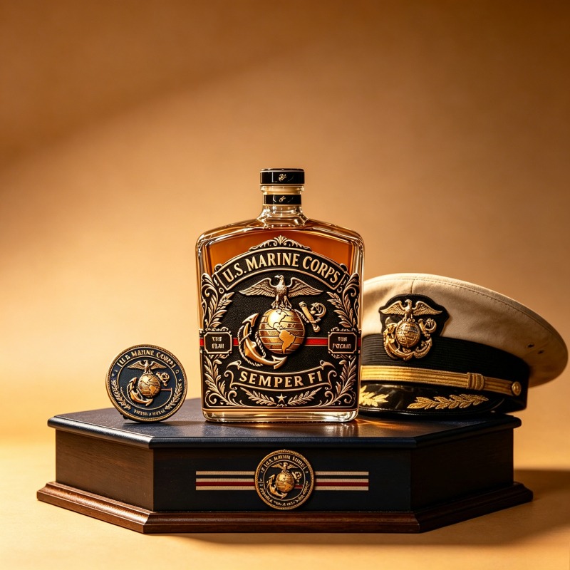 U.S. Marine Corps Whiskey Deca - Vintage Collectible Liquor Bottles review and price