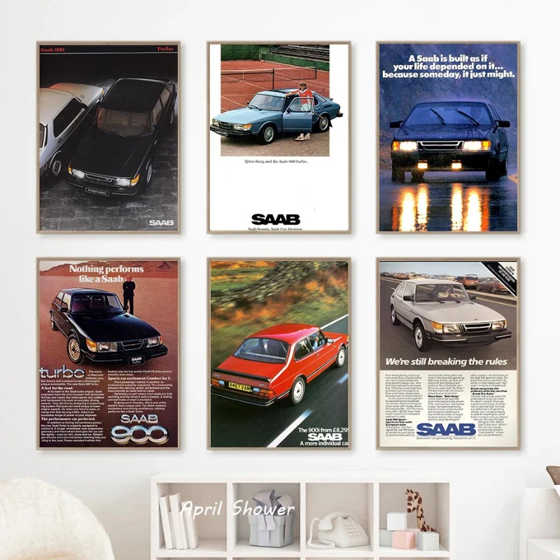 Classic Vintage Saab 900 Turbo - Vintage Collectible Posters review and price