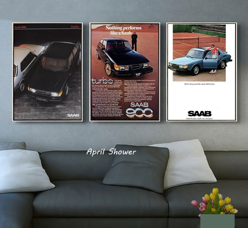 Classic Vintage Saab 900 Turbo - Vintage Collectible Posters review and price