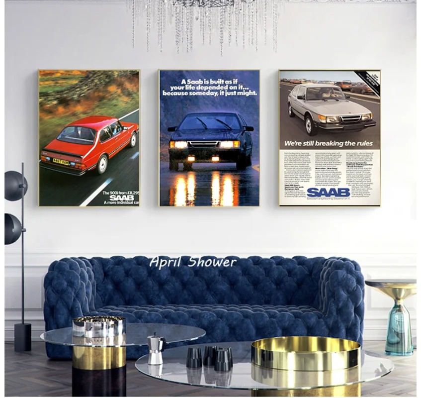 Classic Vintage Saab 900 Turbo - Vintage Collectible Posters review and price