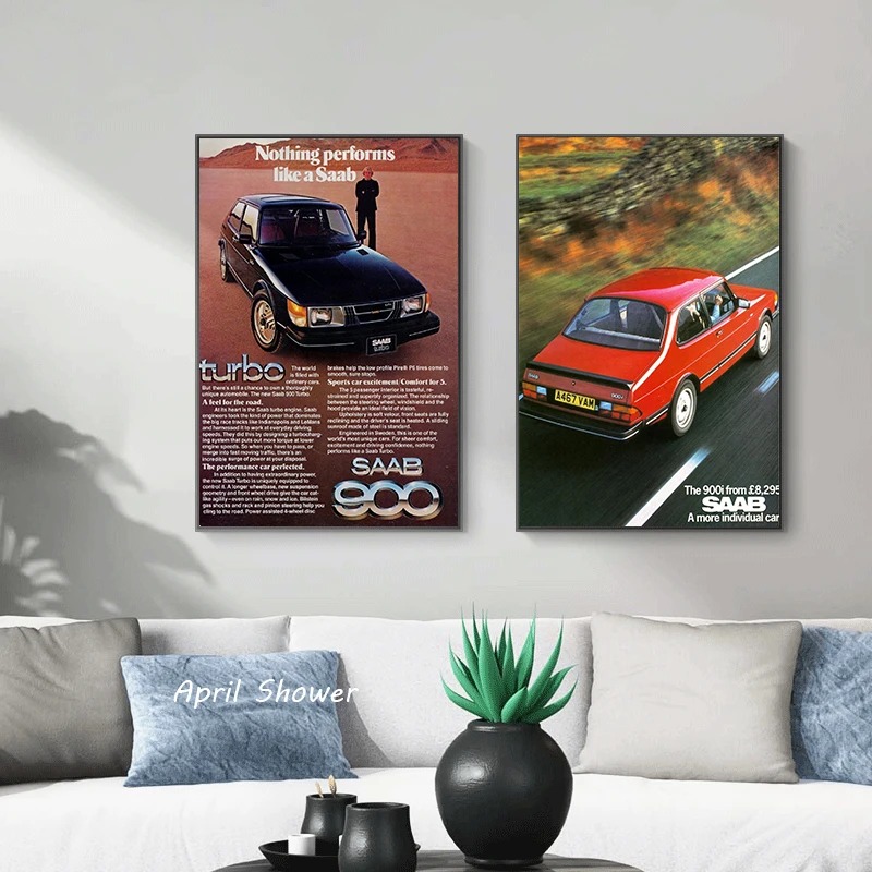 Classic Vintage Saab 900 Turbo - Vintage Collectible Posters review and price