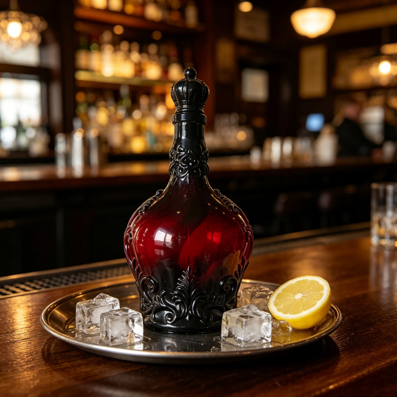 Vintage Gothic Red Black Glass - Vintage Collectible Liquor Bottles review and price